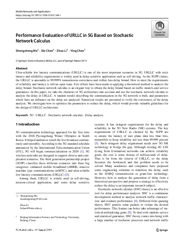 (PDF) Performance Evaluation of URLLC in 5G Based on Stochastic Network ...