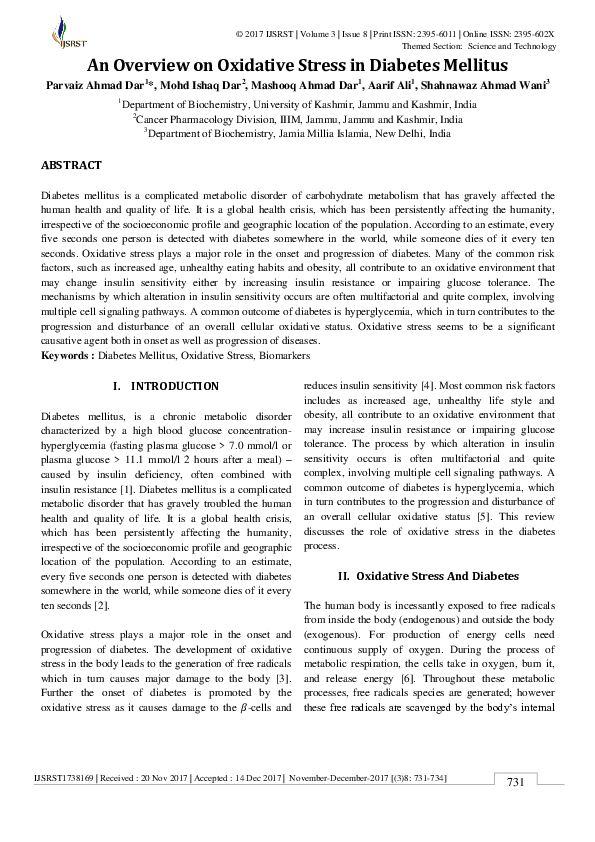 (PDF) IJSRST1738169 | An Overview on Oxidative Stress in Diabetes Mellitus