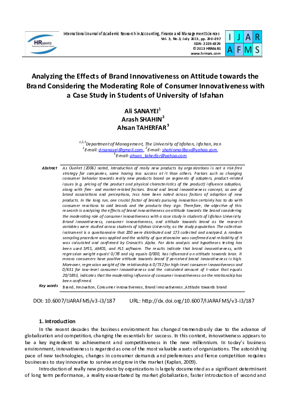 (PDF) Analyzing the Effects of Brand Innovativeness on Attitude towards ...