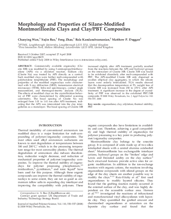 (PDF) Morphology and properties of silanemodified montmorillonite