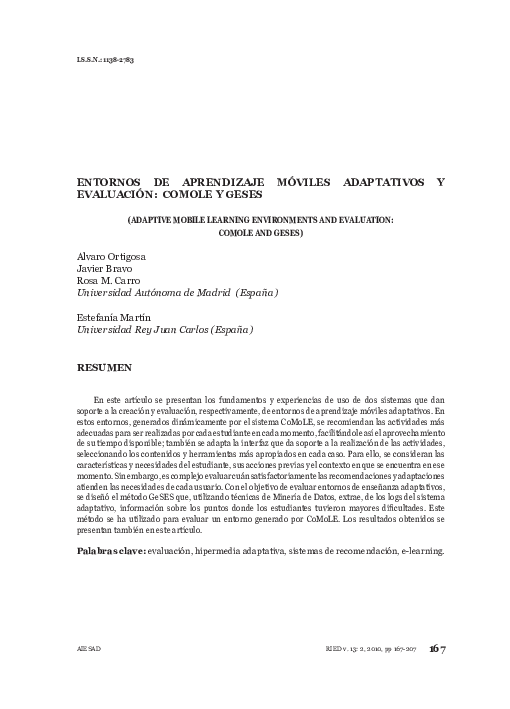 (PDF) Entornos De Aprendizaje Móviles Adaptativos y Evaluación: Comole ...