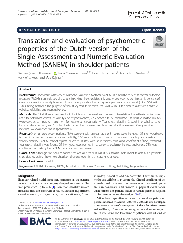 (PDF) Translation and evaluation of psychometric properties of the ...
