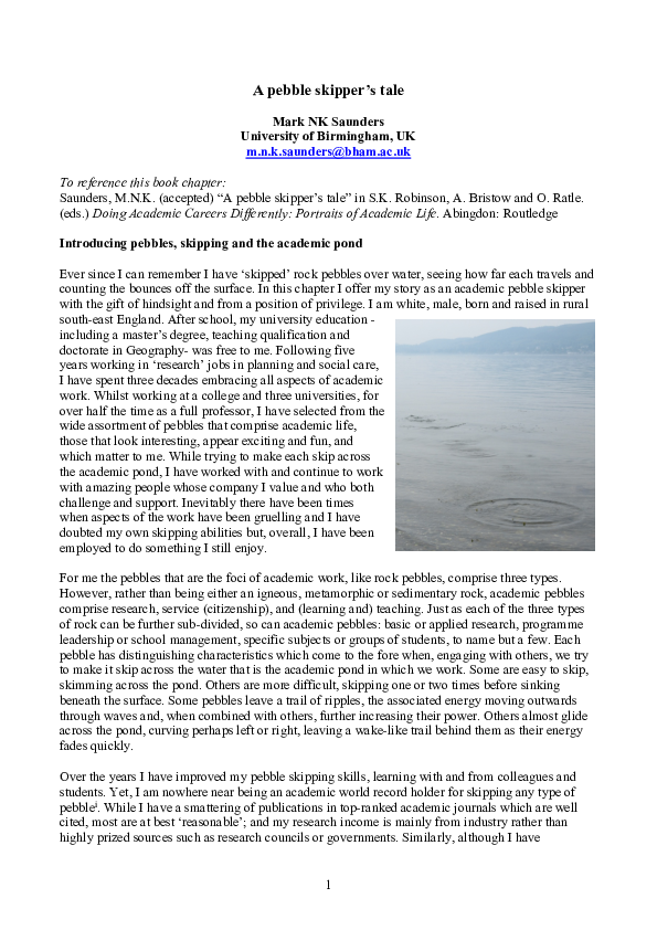 (PDF) A pebble skipper's tale