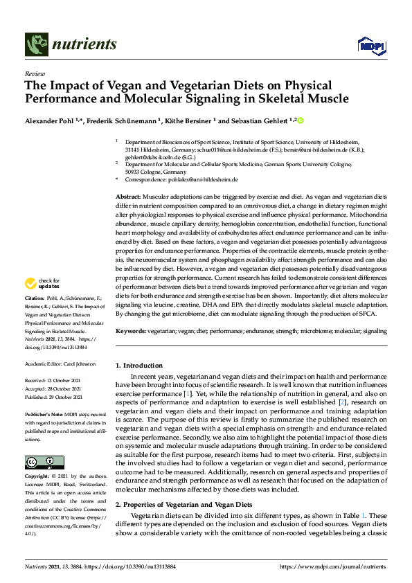 (PDF) The Impact of Vegan and Vegetarian Diets on Physical Performance ...