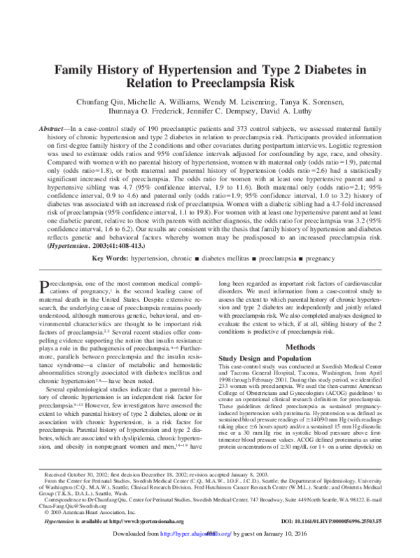 (PDF) Family History of Hypertension and Type 2 Diabetes in Relation to ...