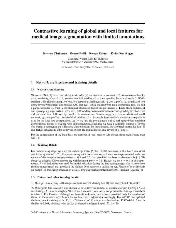 (PDF) Contrastive learning of global and local features for medical ...