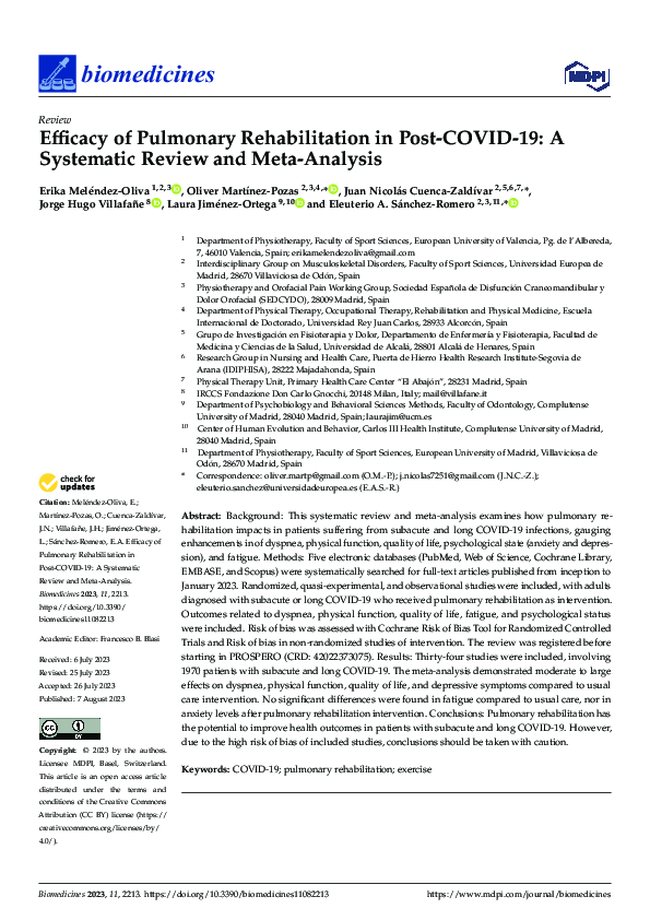 (PDF) Efficacy of Pulmonary Rehabilitation in Post-COVID-19: A ...