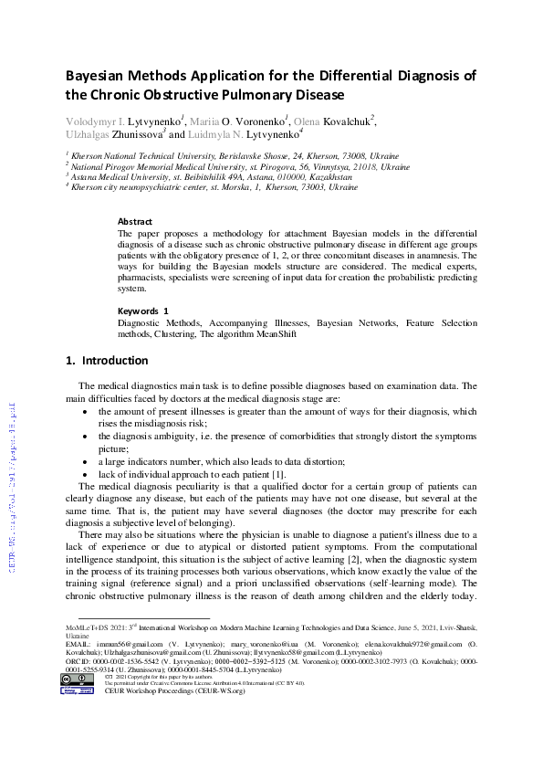 (PDF) Bayesian Methods Application for the Differential Diagnosis of ...