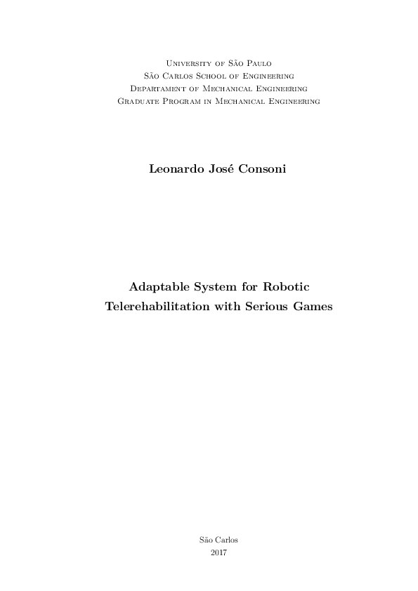 (PDF) Adaptable system for robotic telerehabilitation with serious games