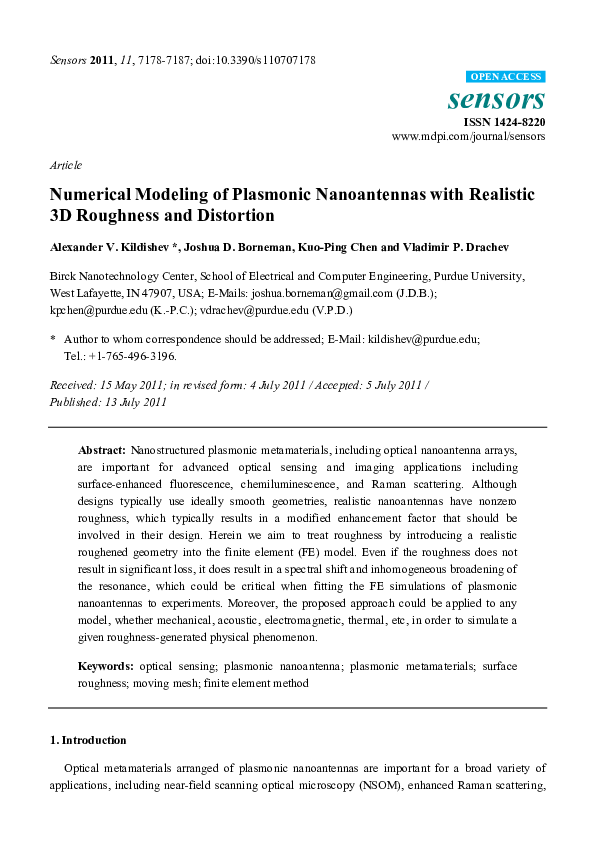 (PDF) Numerical Modeling of Plasmonic Nanoantennas with Realistic 3D ...