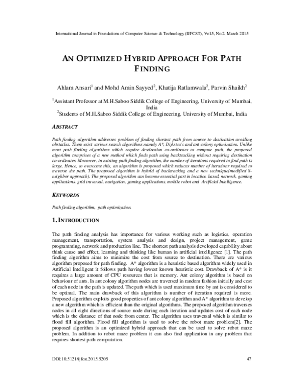 (PDF) An Optimized Hybrid Approach for Path Finding
