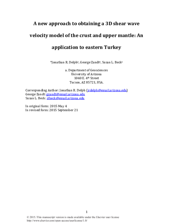 (PDF) A new approach to obtaining a 3D shear wave velocity model of the ...