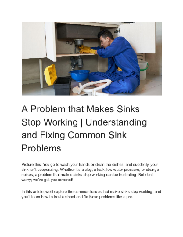 (PDF) A Problem that Makes Sinks Stop Working F.r Emad Academia.edu