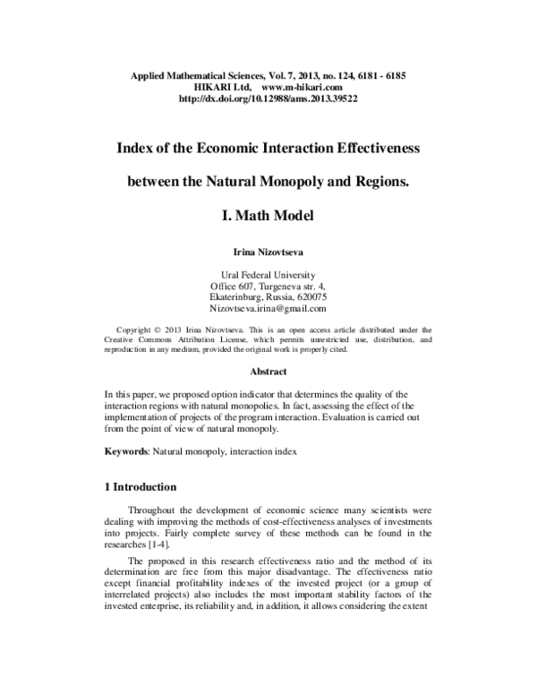(PDF) Index of the economic interaction effectiveness between the ...
