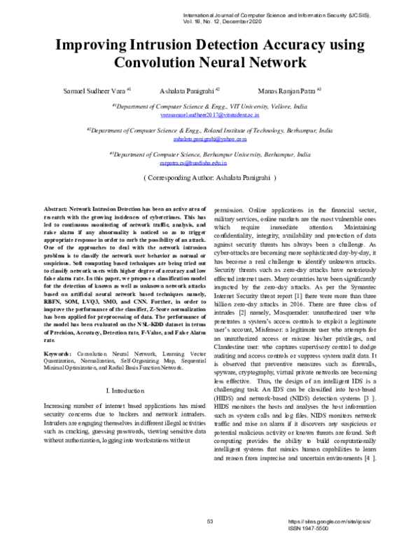 (PDF) Improving Intrusion Detection Accuracy using Convolution Neural ...