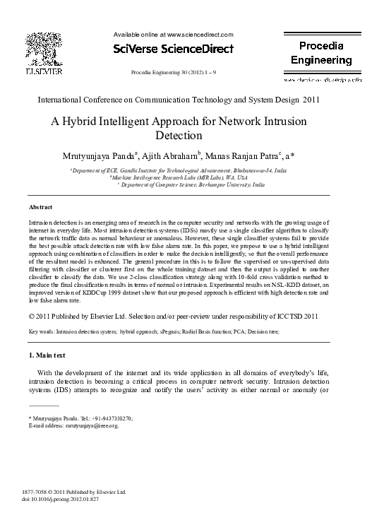(PDF) A Hybrid Intelligent Approach for Network Intrusion Detection