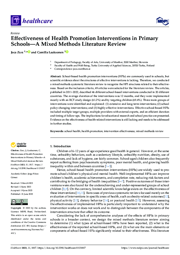 (PDF) Effectiveness of Health Promotion Interventions in Primary ...