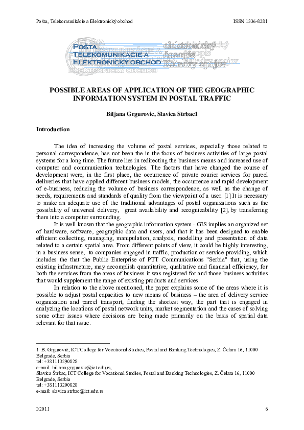 (PDF) Possible areas of application of the Geographic information ...