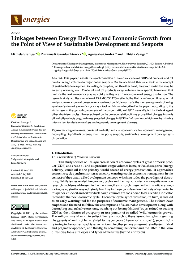 (PDF) Linkages between Energy Delivery and Economic Growth from the ...