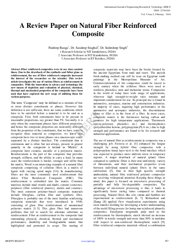 (PDF) A Review Paper on Natural Fiber Reinforced Composite