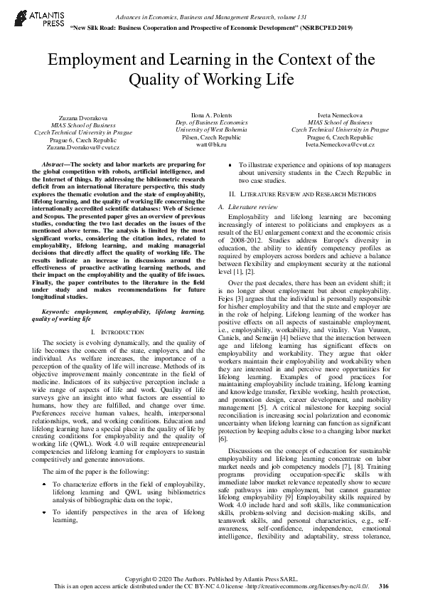 (PDF) Employment and Learning in the Context of the Quality of Working Life
