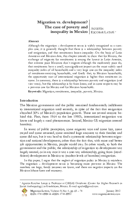 (PDF) Migration vs. development? The case of poverty and inequality in ...