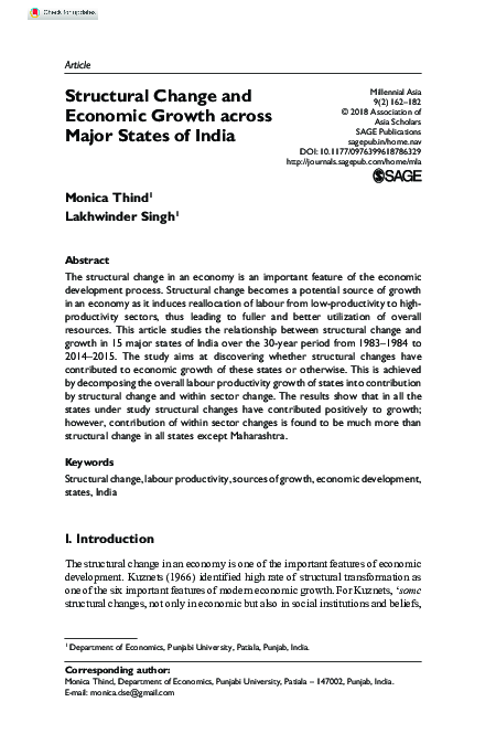 (PDF) Structural Change and Economic Growth across Major States of India