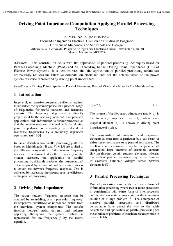 (PDF) Driving point impedance computation applying parallel processing ...