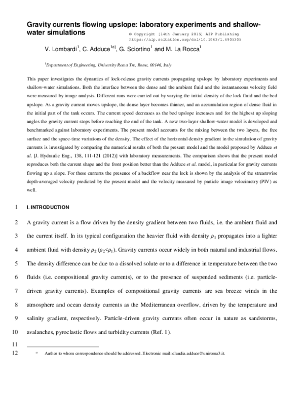 (PDF) Gravity currents flowing upslope: Laboratory experiments and ...