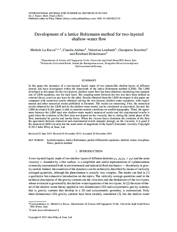 (PDF) Development of a lattice Boltzmann method for two-layered shallow ...