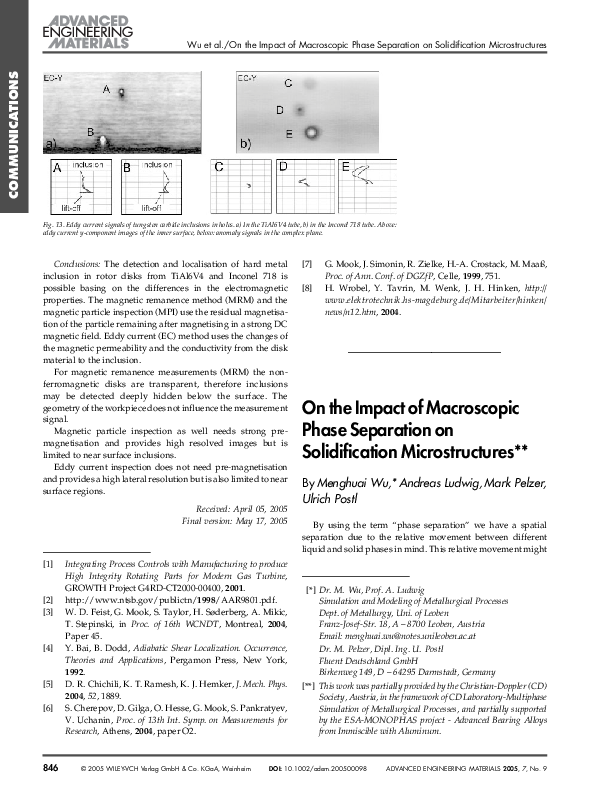 (PDF) On the Impact of Macroscopic Phase Separation on Solidification ...