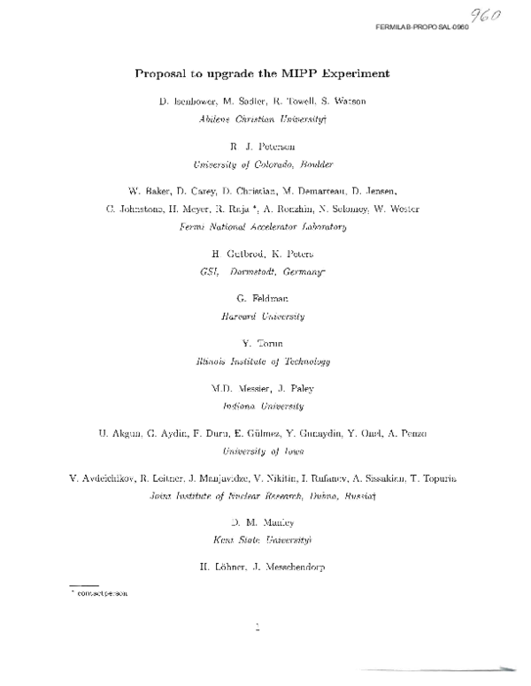 (PDF) Proposal to upgrade the MIPP experiment