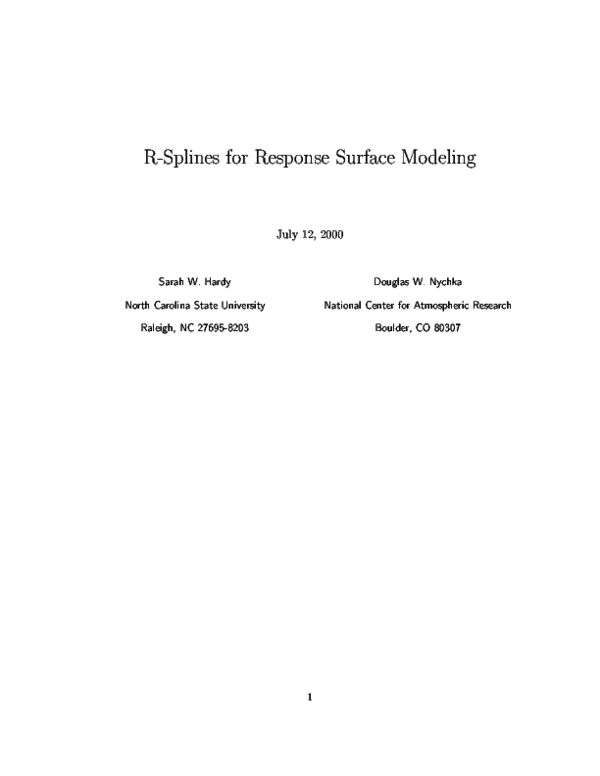 (PDF) R-splines for Response Surface Modeling
