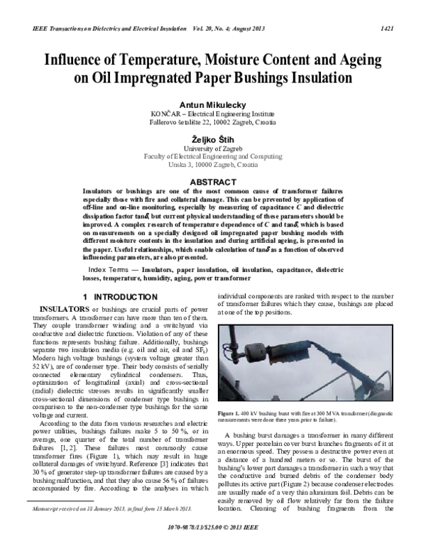 (PDF) Influence of temperature, moisture content and ageing on oil ...