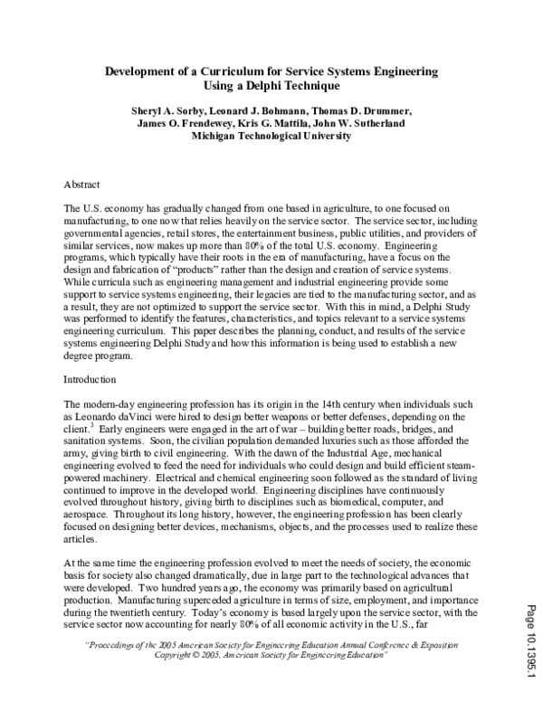 (PDF) Using A Delphi Study To Define A Curriculum For Service Systems ...