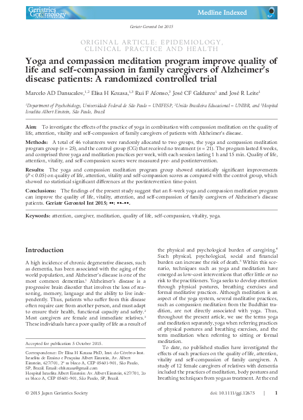 (PDF) Yoga and compassion meditation program improve quality of life ...