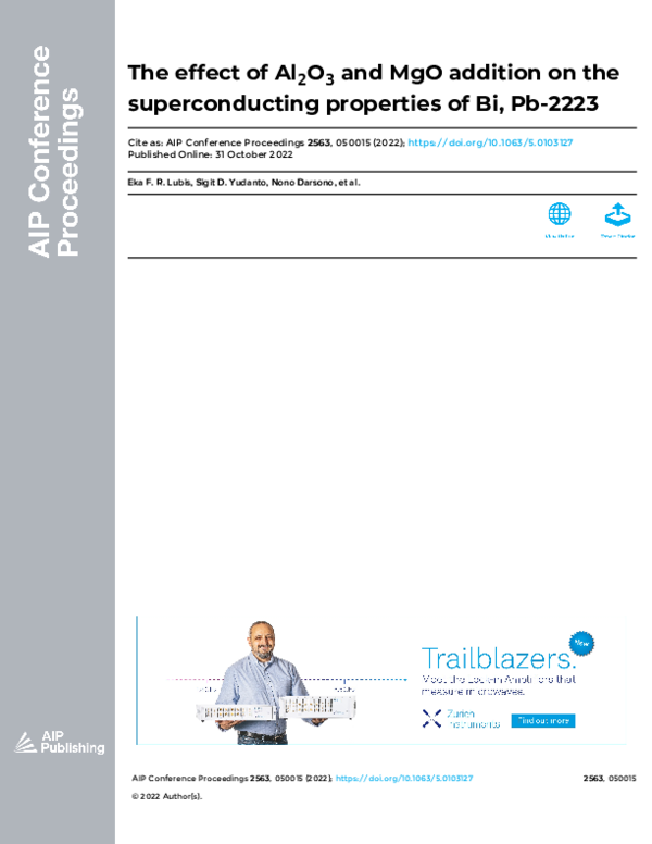 (PDF) The effect of Al2O3 and MgO addition on the superconducting ...