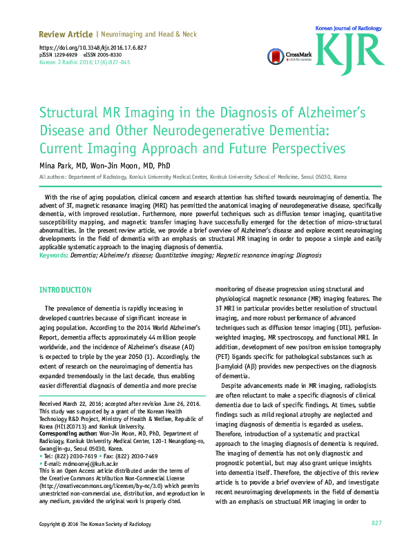 (PDF) Structural MR Imaging in the Diagnosis of Alzheimer's Disease and ...