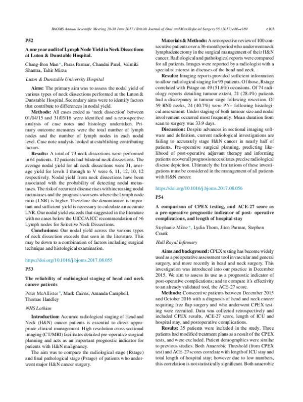 (PDF) A one year audit of Lymph Node Yield in Neck Dissections at Luton ...