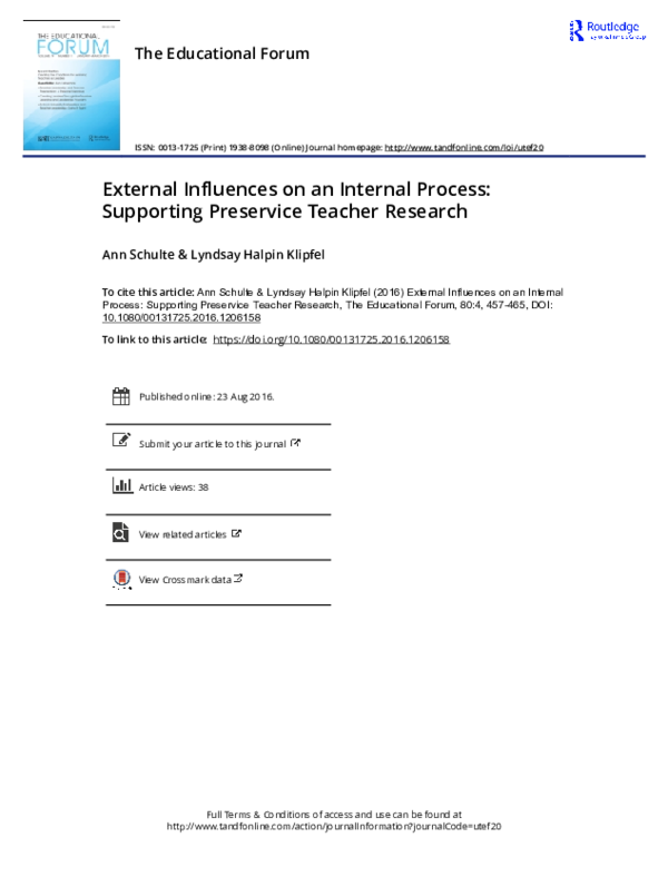(PDF) External Influences on an Internal Process: Supporting Preservice ...