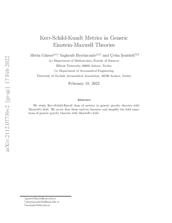 (PDF) Kerr-Schild-Kundt metrics in generic Einstein-Maxwell theories