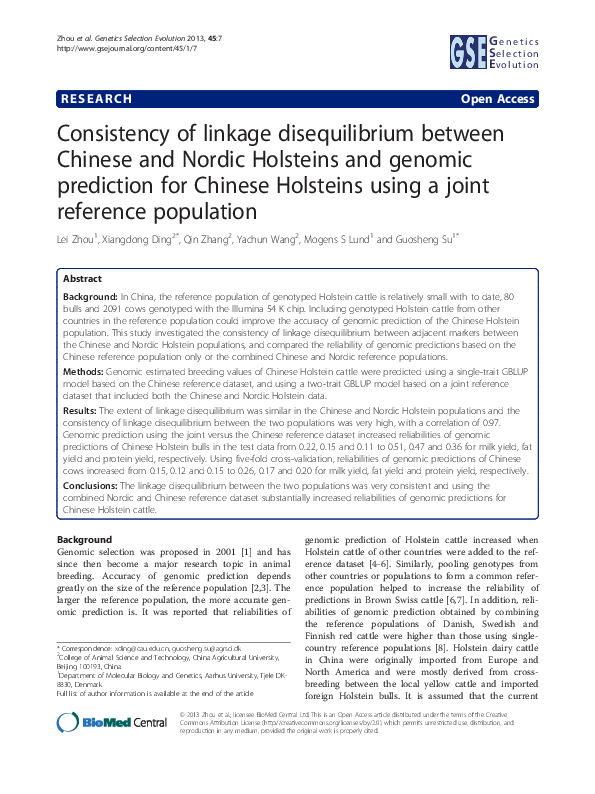 (PDF) Consistency of linkage disequilibrium between Chinese and Nordic ...