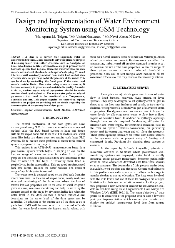 (PDF) Design and implementation of water environment monitoring system ...