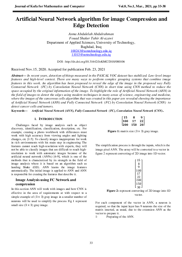 (PDF) Artificial Neural Network algorithm for image Compression and ...
