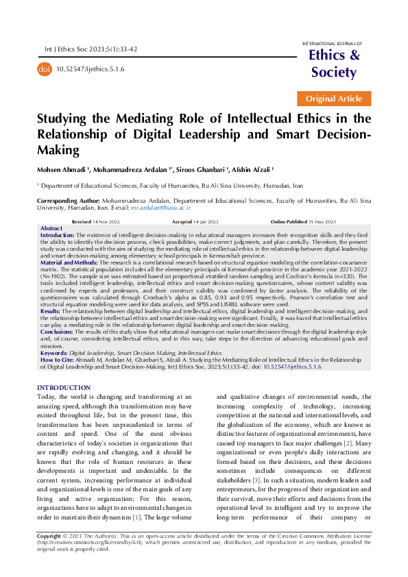 (PDF) Studying the Mediating Role of Intellectual Ethics in the ...