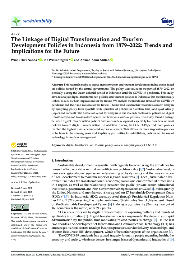 (PDF) The Linkage of Digital Transformation and Tourism Development ...