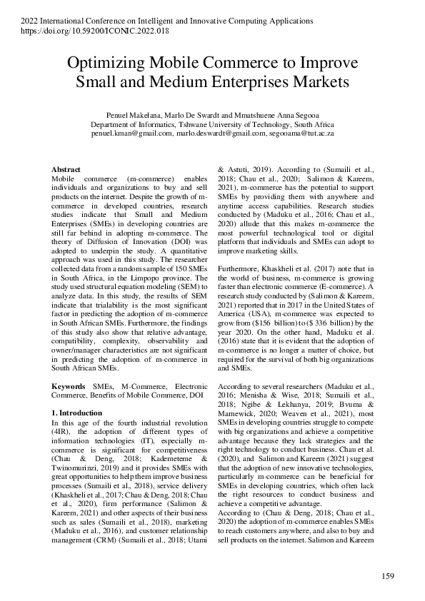(PDF) Optimizing Mobile Commerce to Improve Small and Medium ...