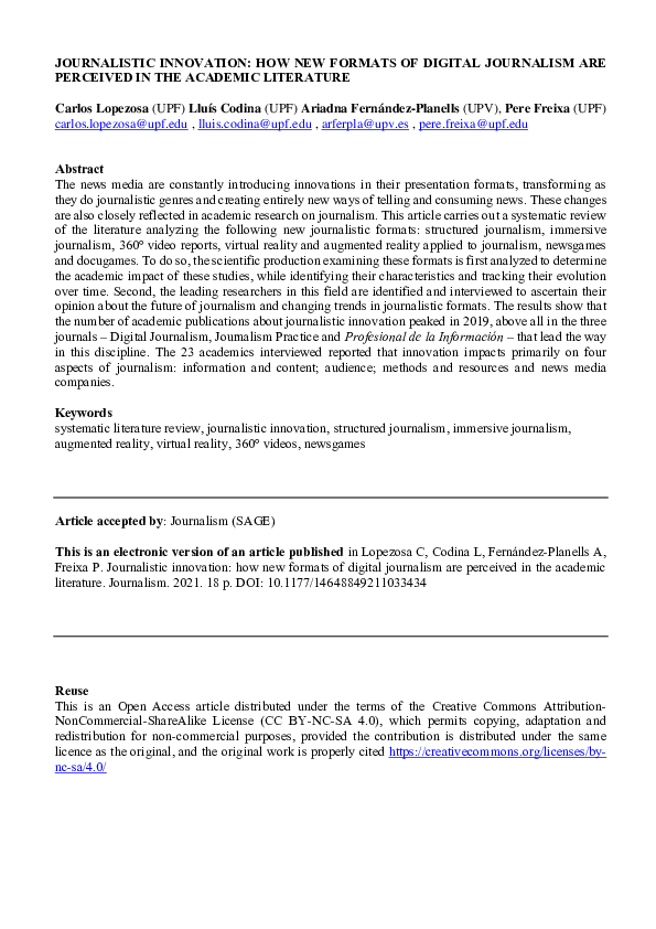 (PDF) Journalistic innovation: How new formats of digital journalism ...