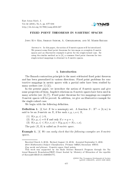 (PDF) Fixed Point Theorems in S-Metric Spaces