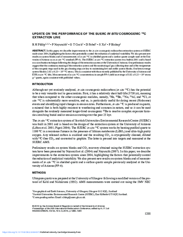 (PDF) Update on the Performance of the SUERC In Situ Cosmogenic 14C ...